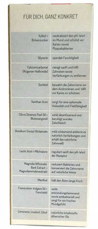 Zahncreme Blutorange-Fenchel (fluoridfrei)